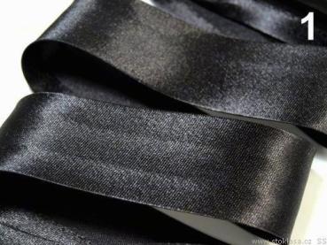 Satinband 20 mm gefalzt - Schwarz